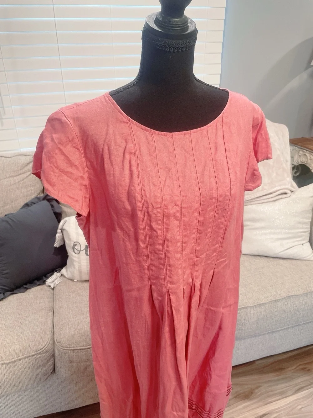 J Jill Pink Linen Midi Dress Size Large